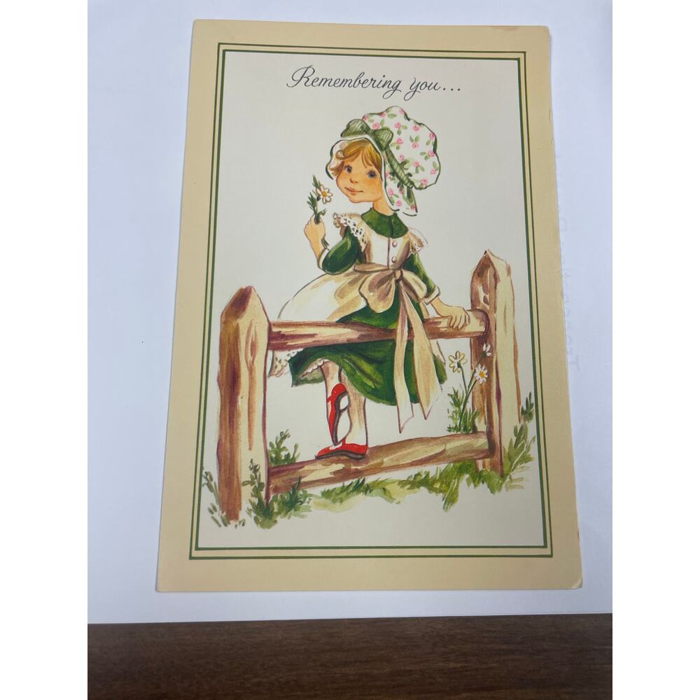 Vintage “Remembering You” Greeting Card – Country Girl – 1970s Americana Unused